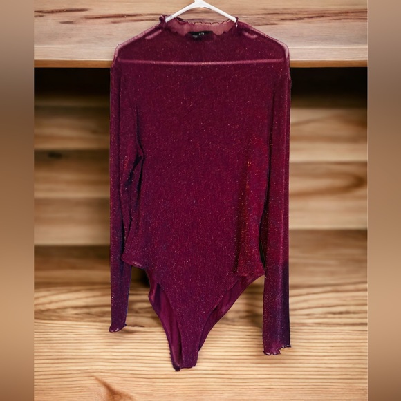 Burgundy Shimmering Forever 21 BodySuit - Picture 1 of 4